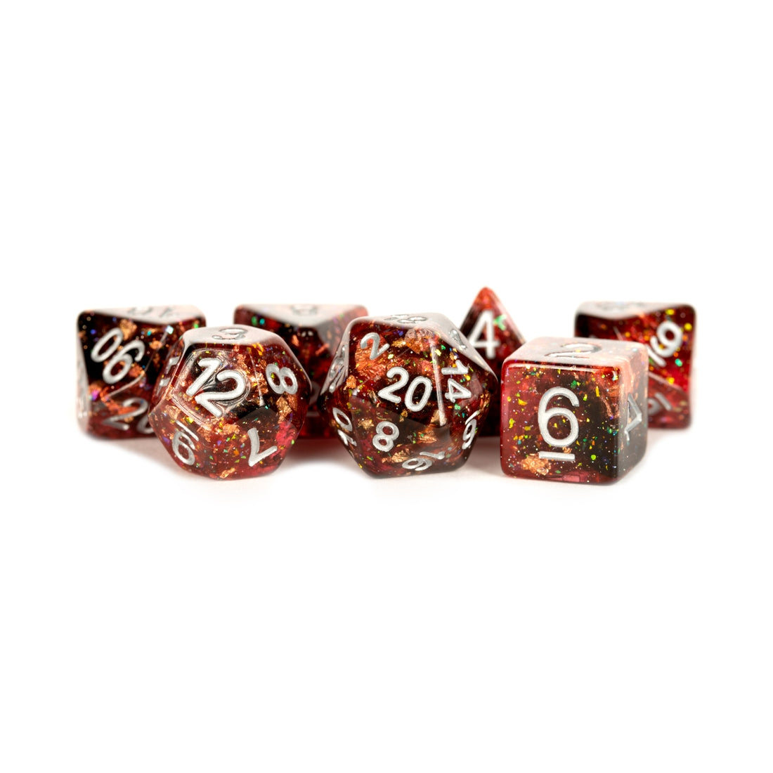 Colorful Eternal Resin Polyhedral Dice Set - Eternal Fire