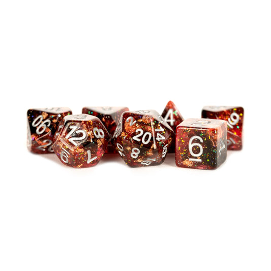 Colorful Eternal Resin Polyhedral Dice Set - Eternal Fire
