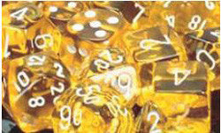 D10 Translucent Dice, Yellow/White 10Ct - Boardlandia