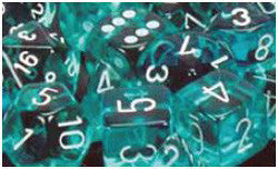 D6 -- 16Mm Translucent Dice Teal/White; 12Ct - Boardlandia