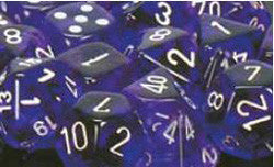 D6 -- 12Mm Translucent Dice, Purple/White; 36Ct - Boardlandia