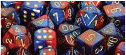 D10 Gemini Dice, Blue-Red/Gold 10Ct - Boardlandia