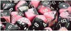 D10 Gemini Dice, Black-Pink/White 10Ct - Boardlandia