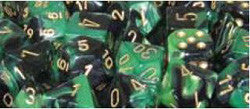 D10 Gemini Dice, Black-Green/Gold 10Ct - Boardlandia