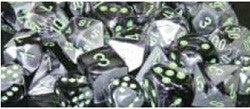 D10 Gemini Dice, Black-Grey/Green 10Ct - Boardlandia