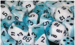 7 Die Set - Gemini Teal-White With Black - Boardlandia