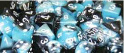 7 Die Set - Gemini Black-Shell With White - Boardlandia