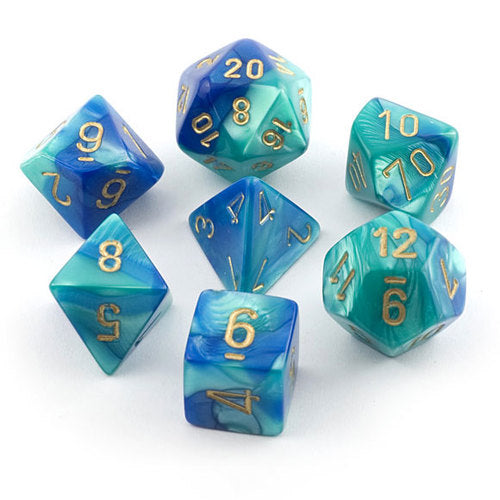 7 Dice Set - Gemini Blue-Teal With Gold