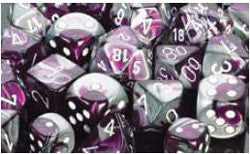D6 -- 16Mm Gemini Dice, Purple-Steel/White; 12Ct - Boardlandia