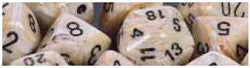 D6 -- 16Mm Marble Dice, Ivory/Black, 12Ct - Boardlandia