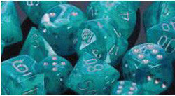 D6 -- 12Mm Cirrus Dice, Aqua/Silver, 36Ct - Boardlandia