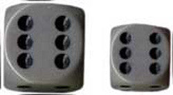 D6 -- 16Mm Opaque Dice, Dark Grey/Black, 12Ct - Boardlandia