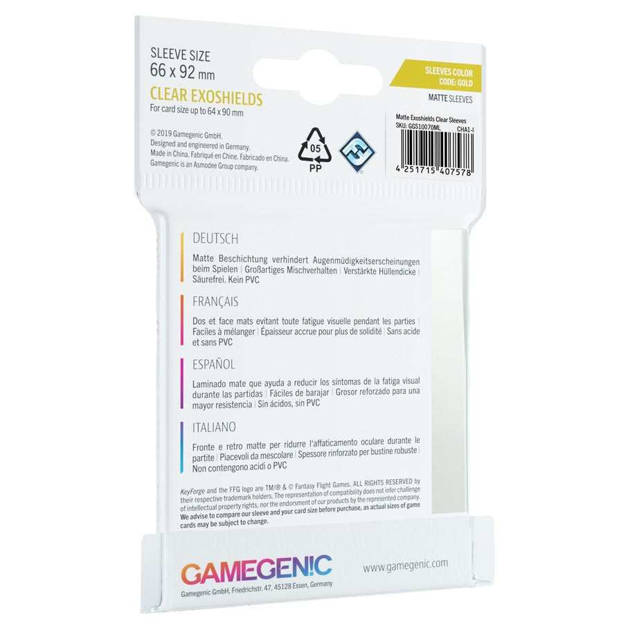 MATTE KeyForge Exoshields Clear Card Sleeves