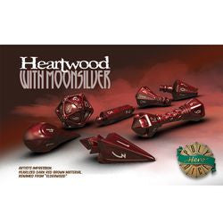 Polyhero Dice: Wizard Set - Heartwood With Moonsilver - Boardlandia