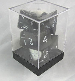Jumbo Polyhedral 7 Piece Dice Set Opaque Black/White - Boardlandia
