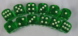Glow In The Dark Spots On Dice D6 16Mm Green/Glow - Boardlandia