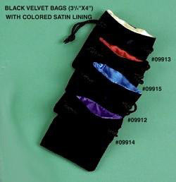 Dice Bag, Small 3.75"X4" Velvet Black And Blue - Boardlandia