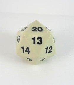 Jumbo Countdown Dice 55Mm D20 Opaque White/Black - Boardlandia