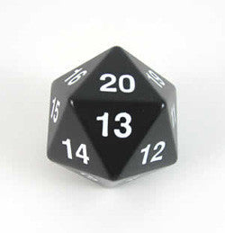 Jumbo Countdown Dice 55Mm D20 Opaque Black/White - Boardlandia