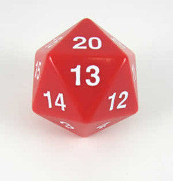 Jumbo Countdown Dice 55Mm D20 Opaque Red/White - Boardlandia