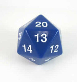 Jumbo Countdown Dice 55Mm D20 Opaque Blue/White - Boardlandia