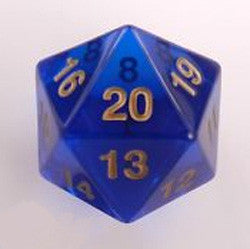 Jumbo Countdown Dice 55Mm D20 Translucent Blue/Gold - Boardlandia