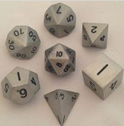 Dice Set - 7 Count 16Mm Antique Silver Metallic - Boardlandia