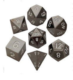 7 Count Metallic Poly Dice Set - Sterling Grey - Boardlandia