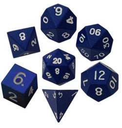 Dice Set - 7 Count 16Mm Painted Blue Metallic - Boardlandia
