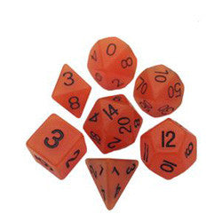 Dice Set - 7 Count 16Mm Orange Glow Resin - Boardlandia