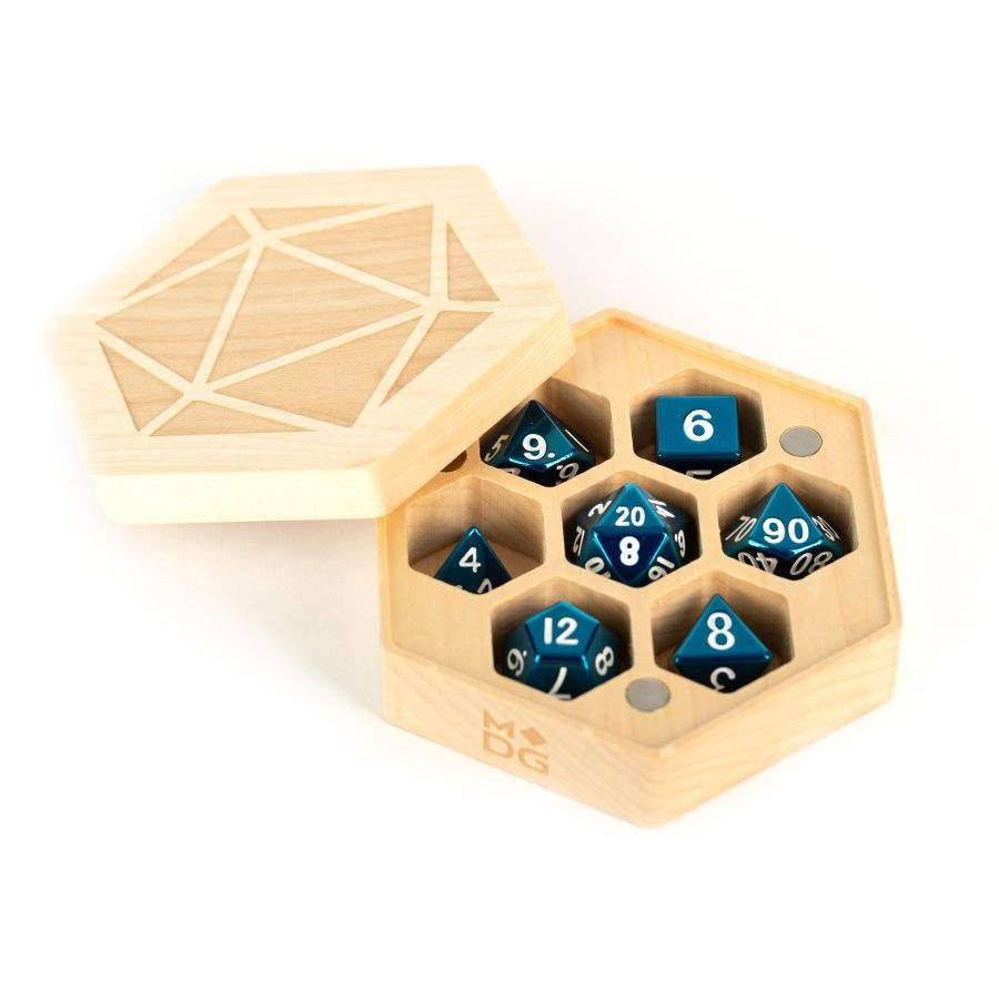 Premium Wood Hexagon Dice Case: Maple