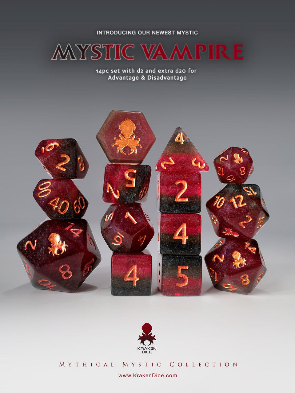 Mystic Vampire 14pc Copper Ink Dice Set