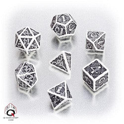 Celtic 3D Revised Dice Set (7) White And Black - Boardlandia