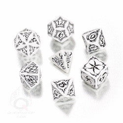 Tribal Dice Set (7) White And Black - Boardlandia