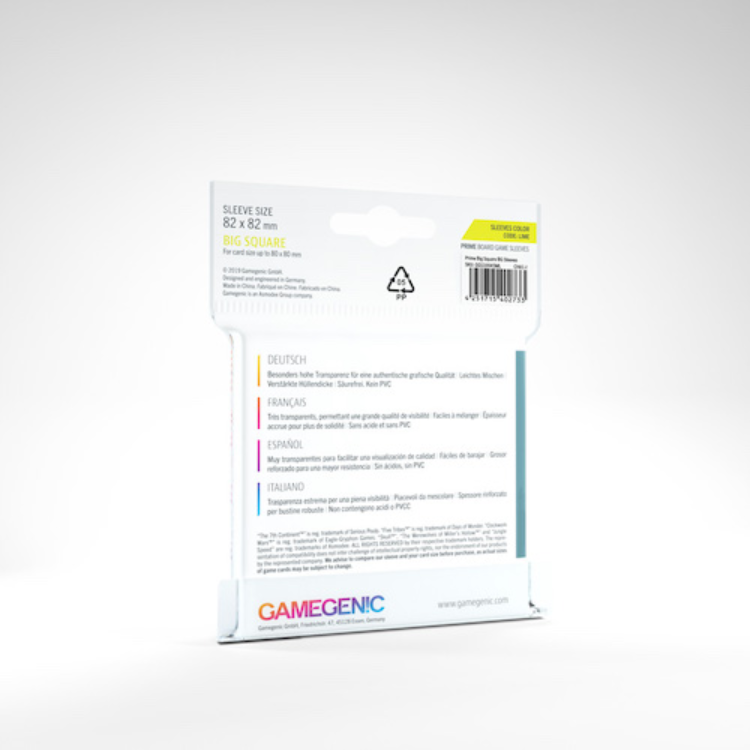 Prime Big Square-Sized Sleeves 82 x 82 mm - Case of 16 Packs
