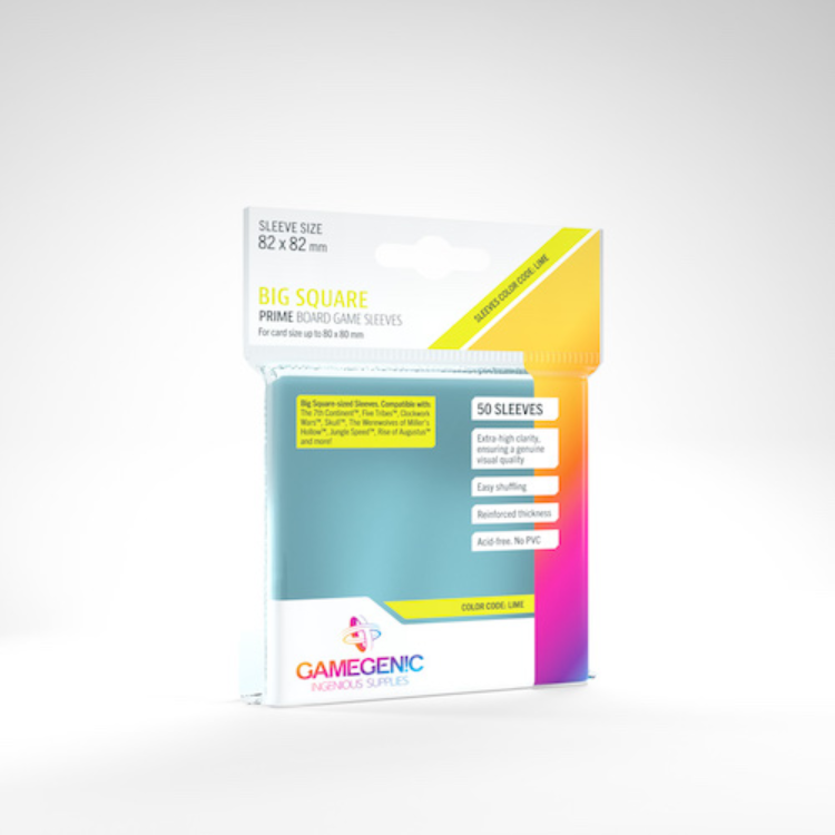Prime Big Square-Sized Sleeves 82 x 82 mm - Case of 16 Packs
