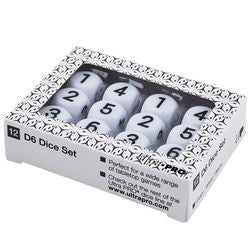 Set Of 12 White D6 Dice (84617) - Boardlandia