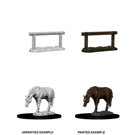 WizKids Deep Cuts Unpainted Miniatures - Horse and Hitch