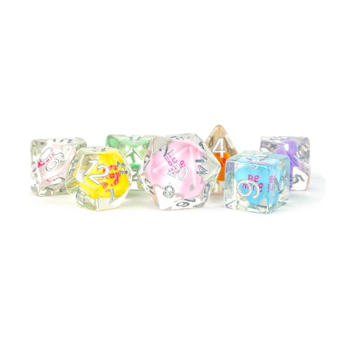 Inclusion Dice Resin Dice Sets - Love