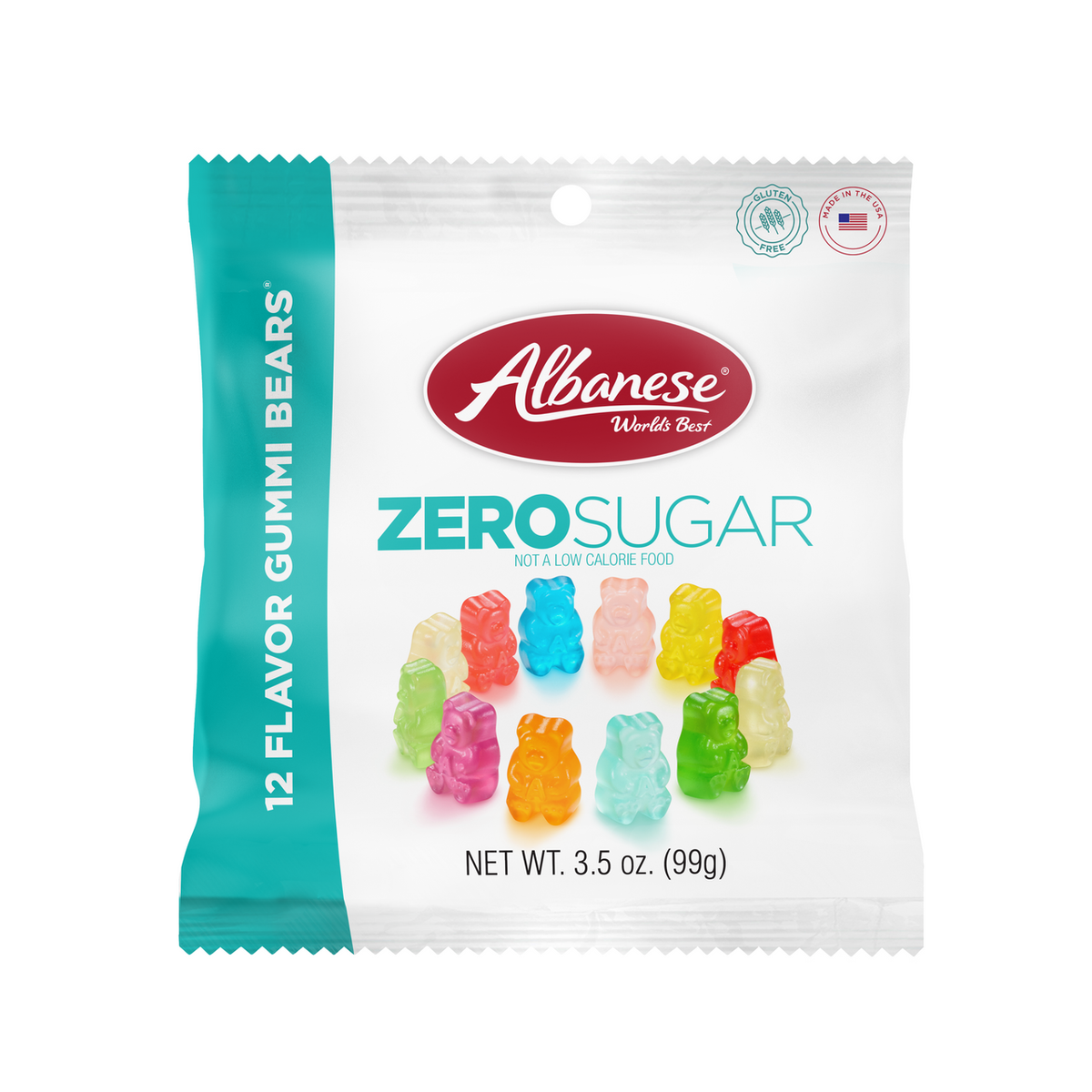 Zero Sugar 12 Flavor Gummi Bears, 3.5oz Peg Bag