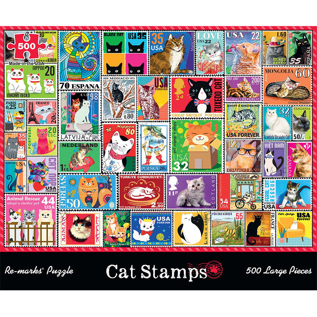 500 Piece Cat Stamp Puzzle