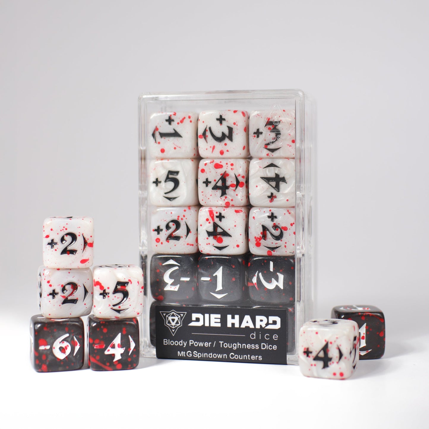 MtG Spin Down Counters - Bloody Power / Toughness Dice