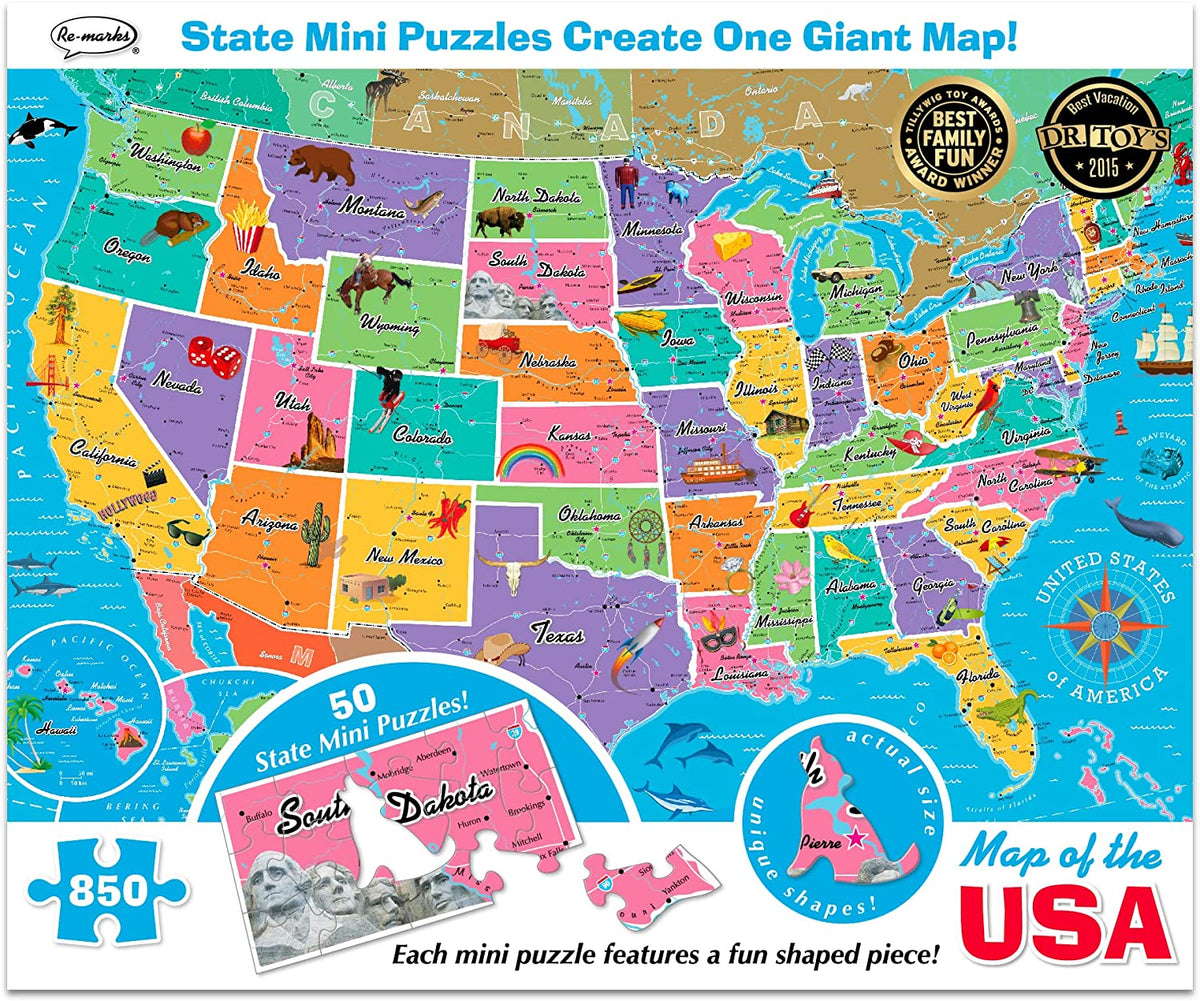 850 Piece Map of USA Puzzle