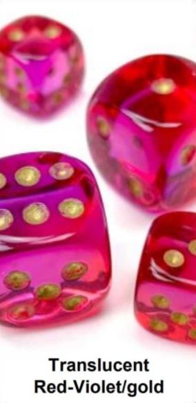16MM 12CT D6 Block - Gemini Translucent Red-Violet/Gold