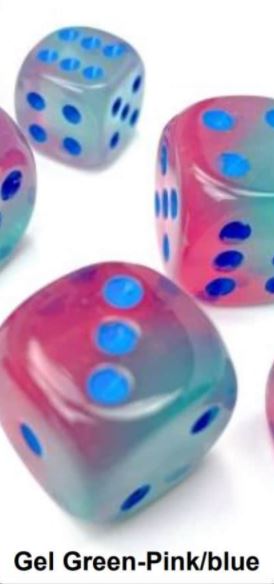 16MM 12CT D6 Block - Gemini Gel Green-Pink/Blue Luminary