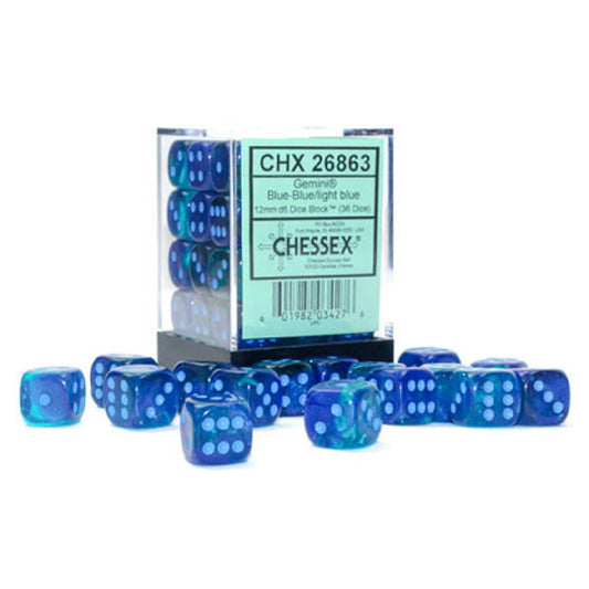 Chessex - 12mm d6 dice block 36 dice blue-blue/light blue