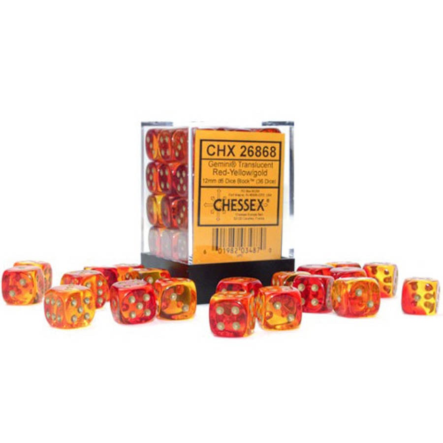Chessex - 12mm d6 dice block Red-yellow/gold