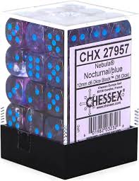 Chessex - 12mm d6 dice block 36 dice nocturnal