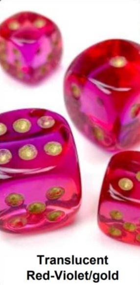 12MM 36CT D6 Block -Gemini Translucent Red-Violet/Gold