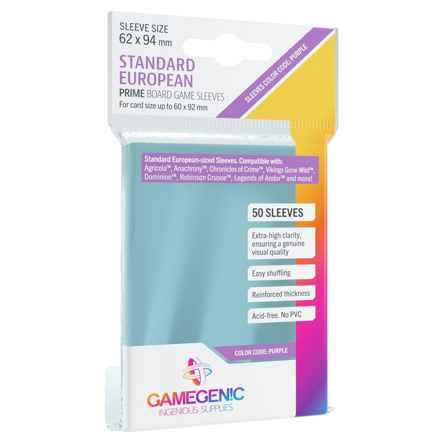 Prime Standard European-Sized Sleeves 62 x 94 mm - Case of 16 Packs